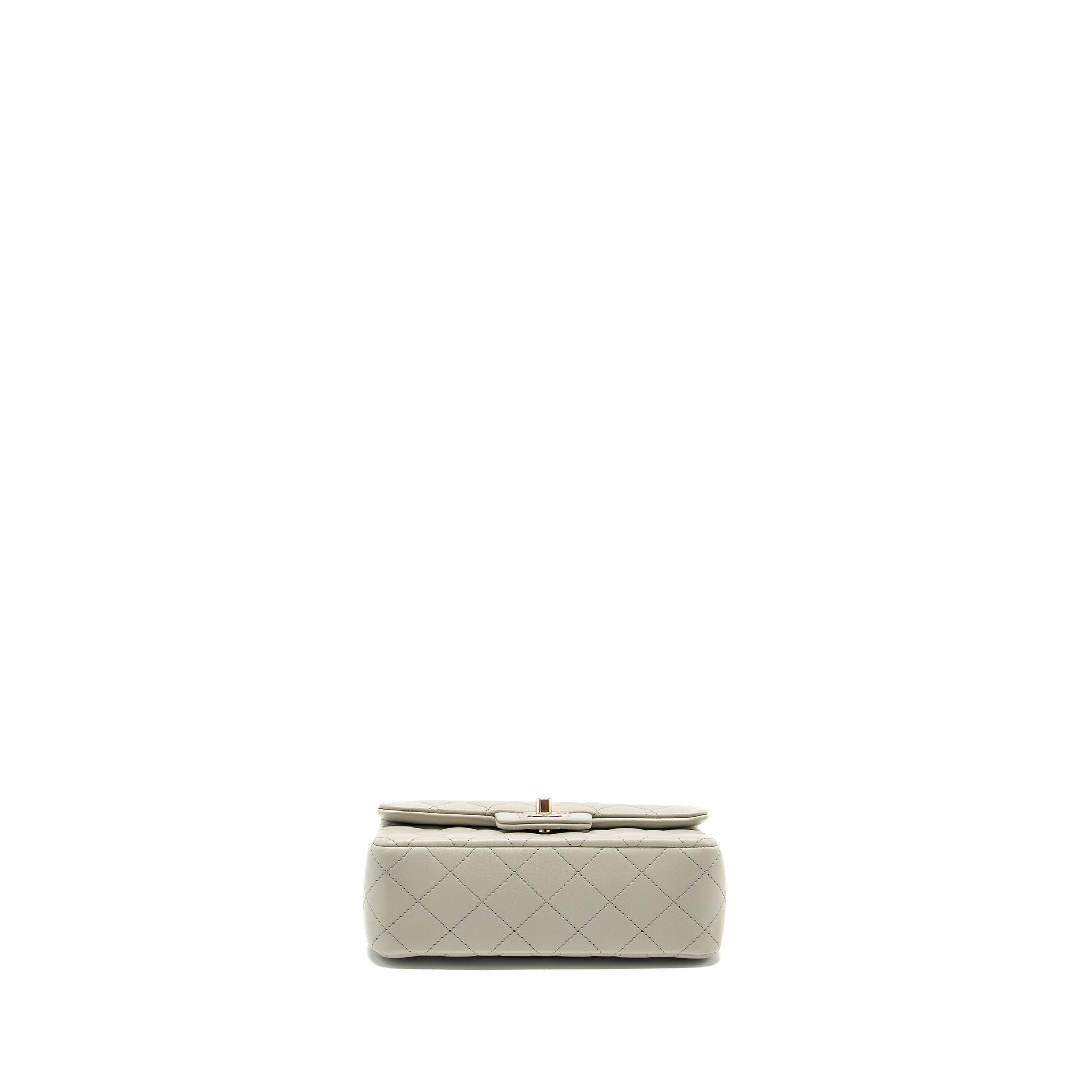 CHANEL 22C MINI RECTANGULAR FLAP BAG LAMBSKIN GREY LGHW (MICROCHIP)