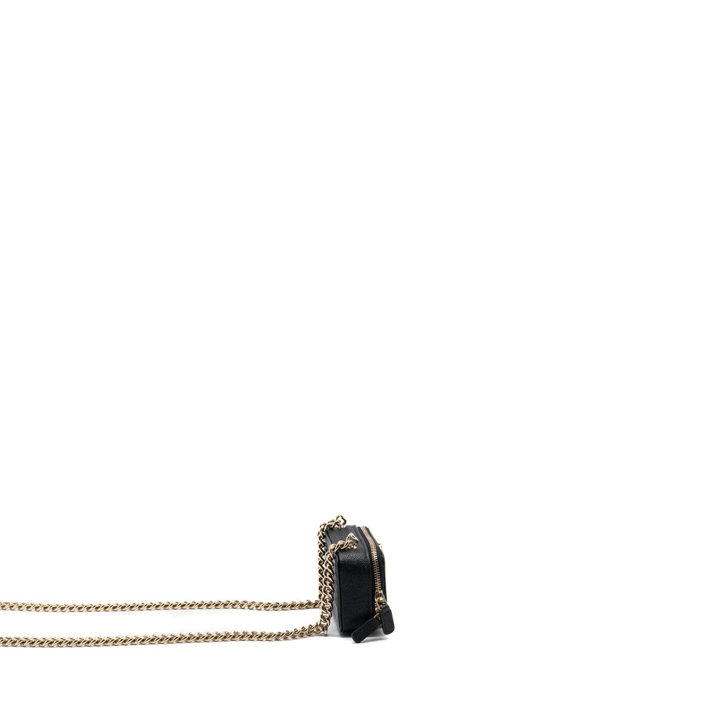 CHANEL BOY ZIPPER CARD HOLDER WITH CHAIN CAVIAR BLACK LGHW