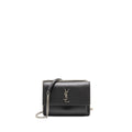 SAINT LAURENT MEDIUM SUNSET CHAIN BAG CALFSKIN DARK GREY RUTHENIUM HARDWARE