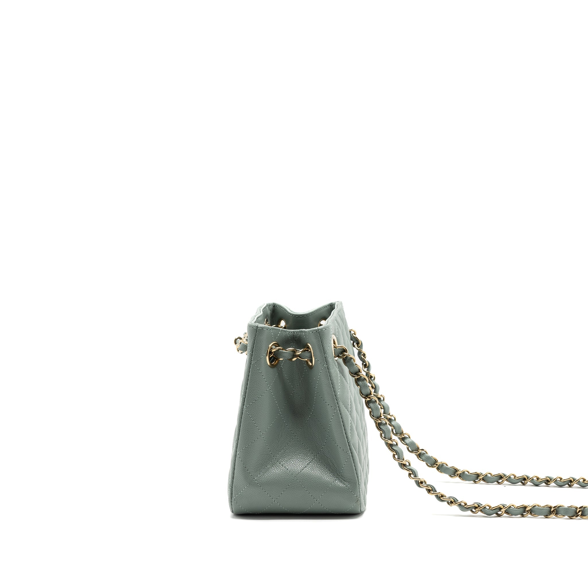 CHANEL 23C MINI BUCKET TOTE BAG CAVIAR LIGHT GREY LGHW (MICROCHIP)