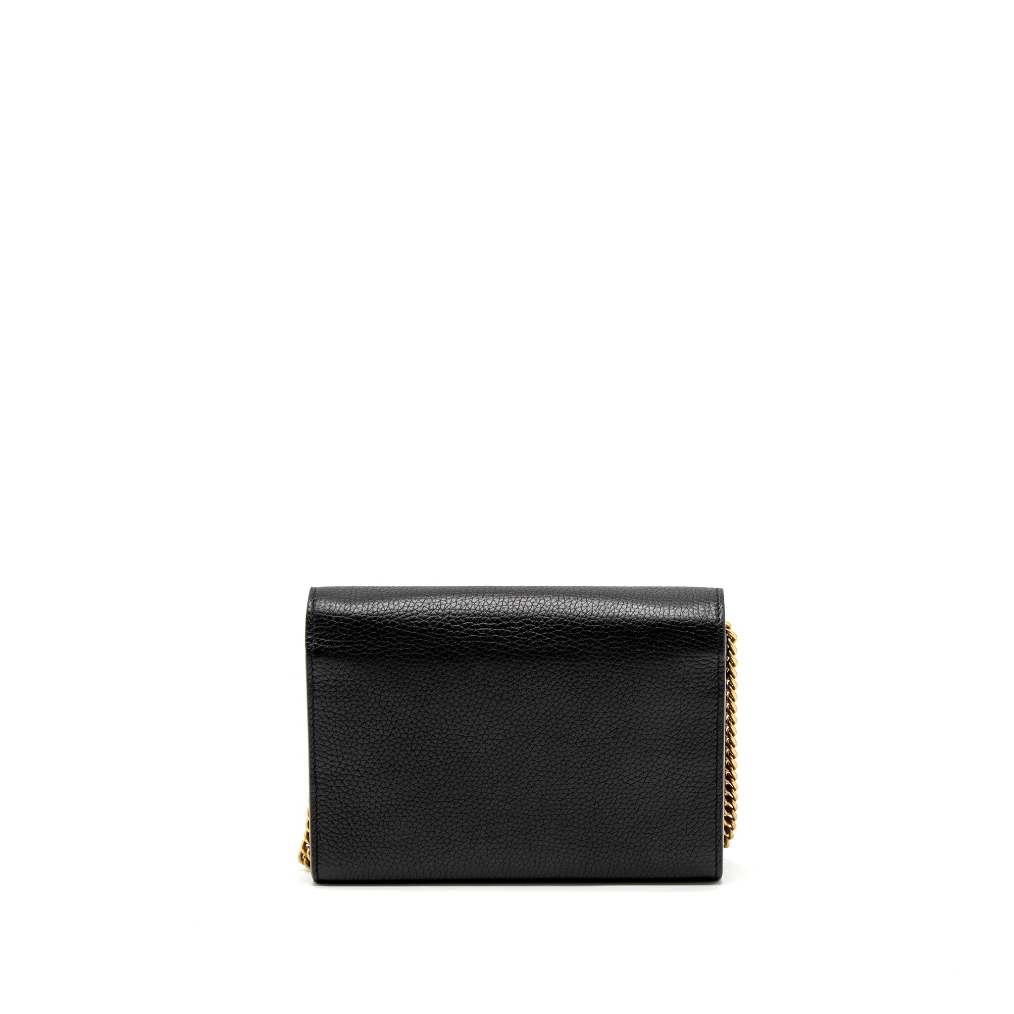 GUCCI MARMONT WALLET ON CHAIN CALFSKIN BLACK BRUSHED GHW