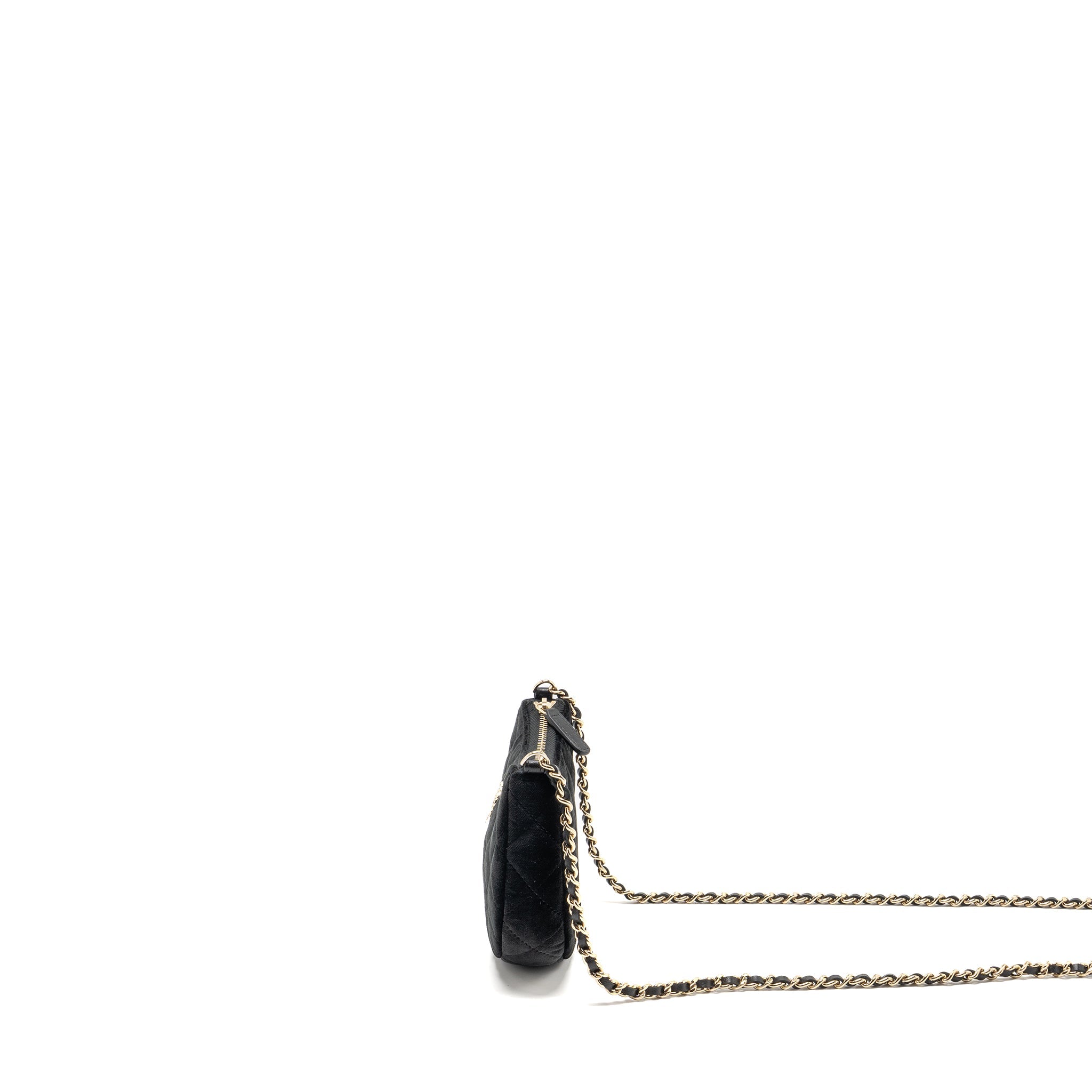 CHANEL QUILTED CRYSTAL MINI HOBO CROSSBODY BAG VELVET BLACK LGHW (MICROCHIP)