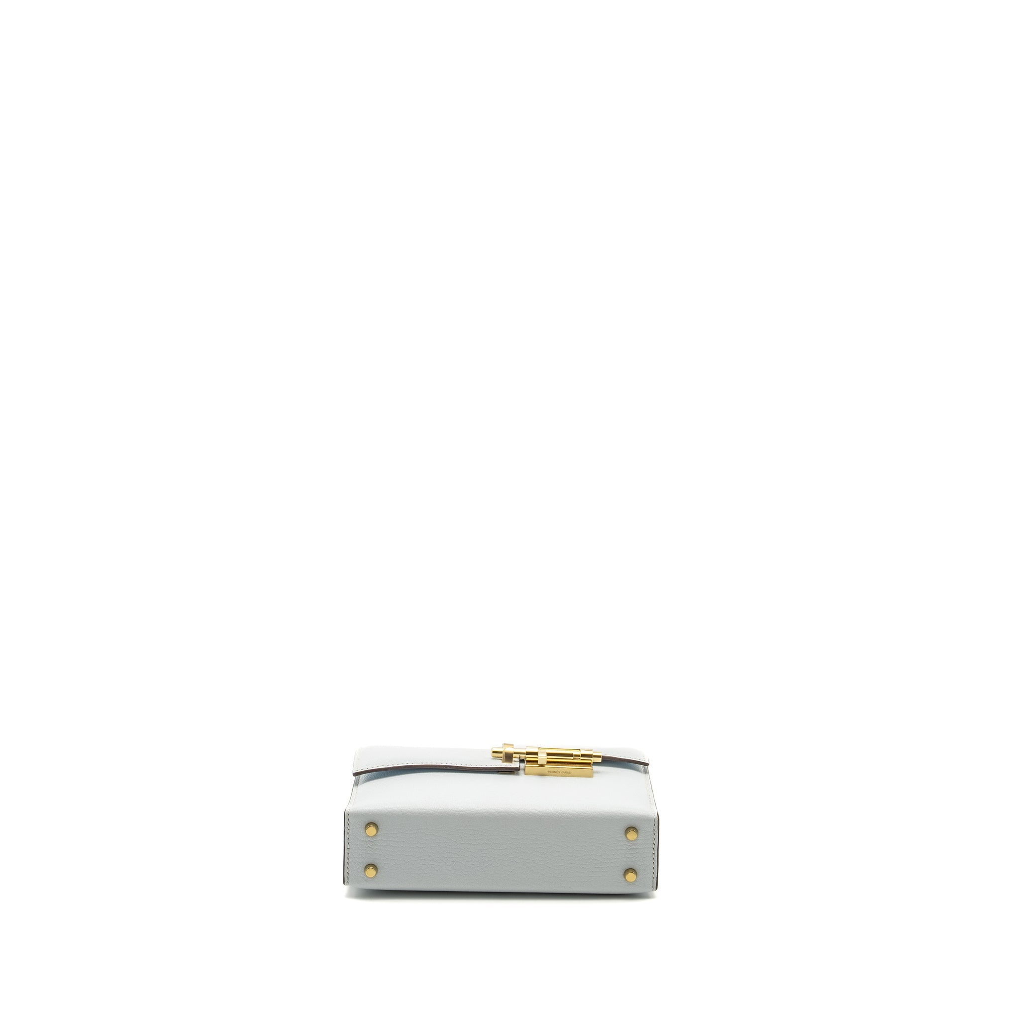HERMES MINI VERROU CHEVRE MYSORE BLUE BRUME GHW