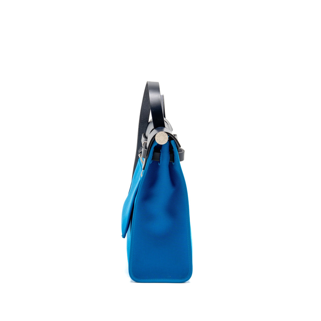 HERMES HERBAG 31 ZIP BAG CANVAS/HUNTER BLUE SHW
