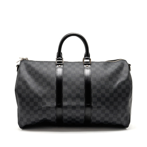 LOUIS VUITTON KEEPALL BANDOULIERE 45 DAMIER GRAPHITE CANVAS BLACK SHW