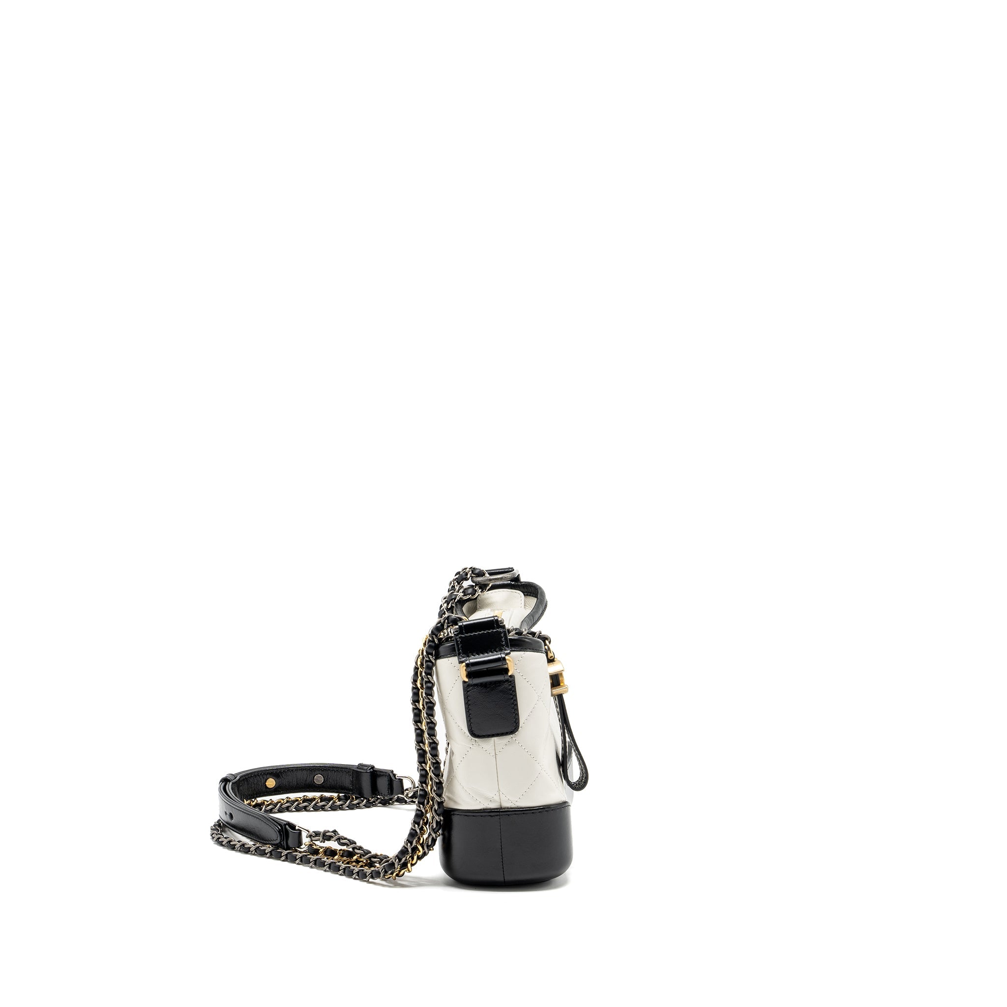 CHANEL SMALL GABRIELLE HOBO BAG AGED CALFSKIN WHITE MULTICOLOUR HARDWARE