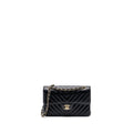 CHANEL SMALL CLASSIC FLAP BAG CHEVRON LAMBSKIN BLACK LGHW