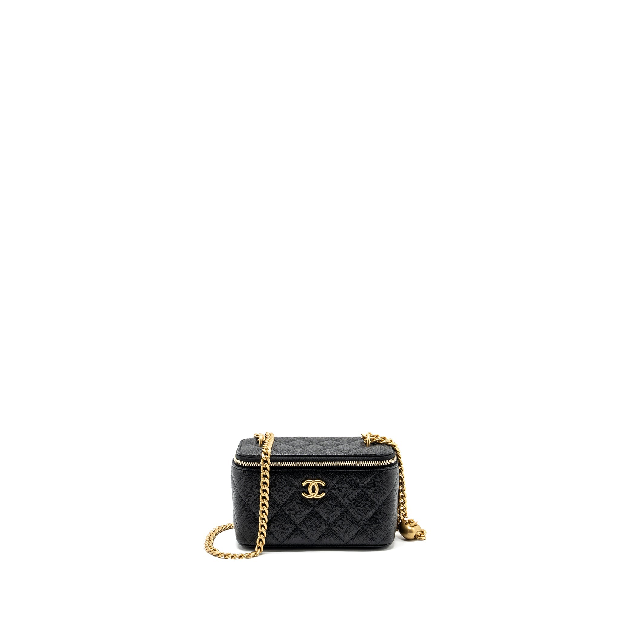 CHANEL COCO LOVE LONG VANITY WITH ADJUSTABLE CHAIN CAVIAR BLACK GHW (MICROCHIP)