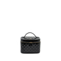 CHANEL TOP HANDLE VANITY CASE PATENT BLACK LGHW