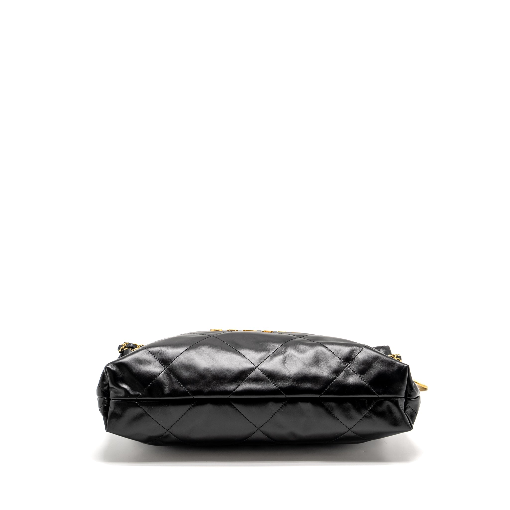 CHANEL MEDIUM 22 BAG SHINY CALFSKIN BLACK GHW (MICROCHIP)