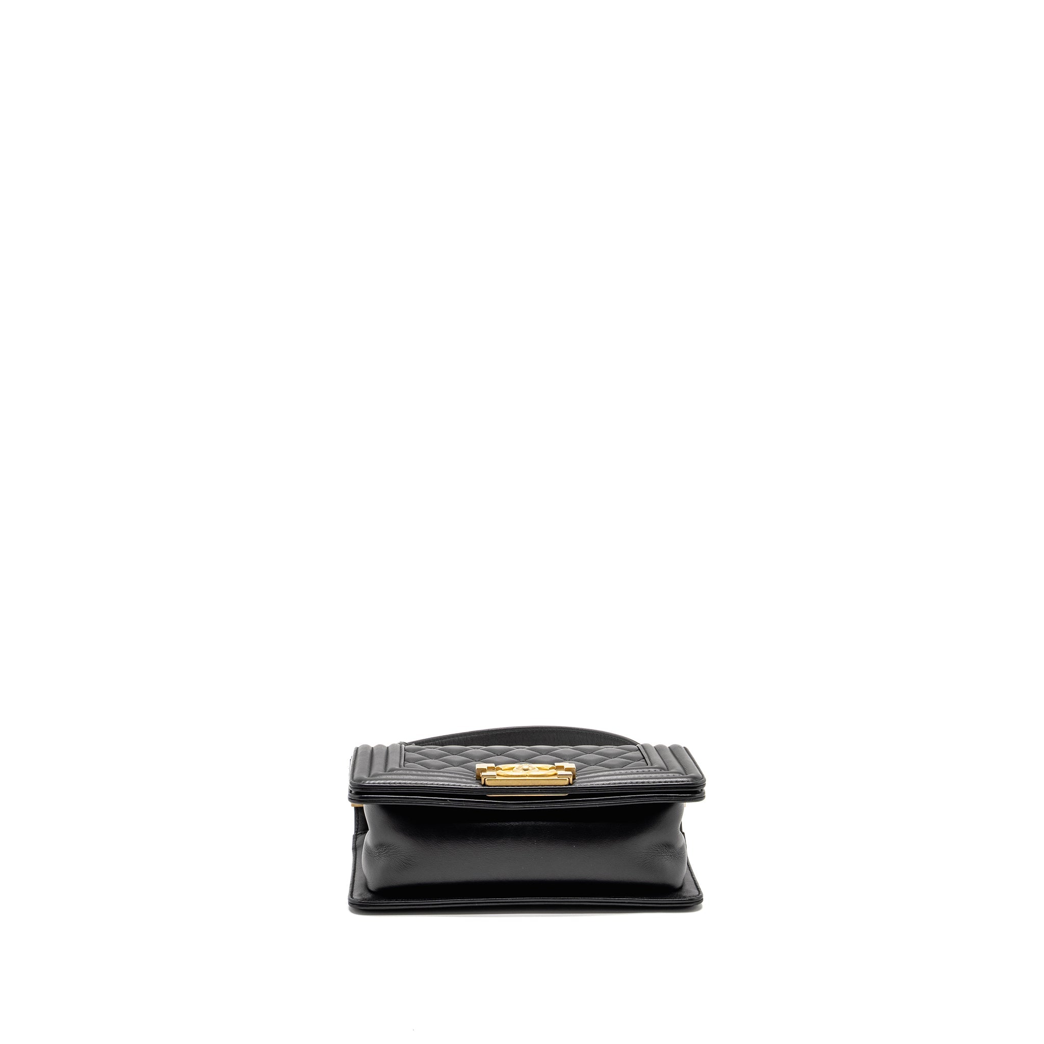CHANEL SMALL BOY BAG CALFSKIN BLACK GHW (MICROCHIP)