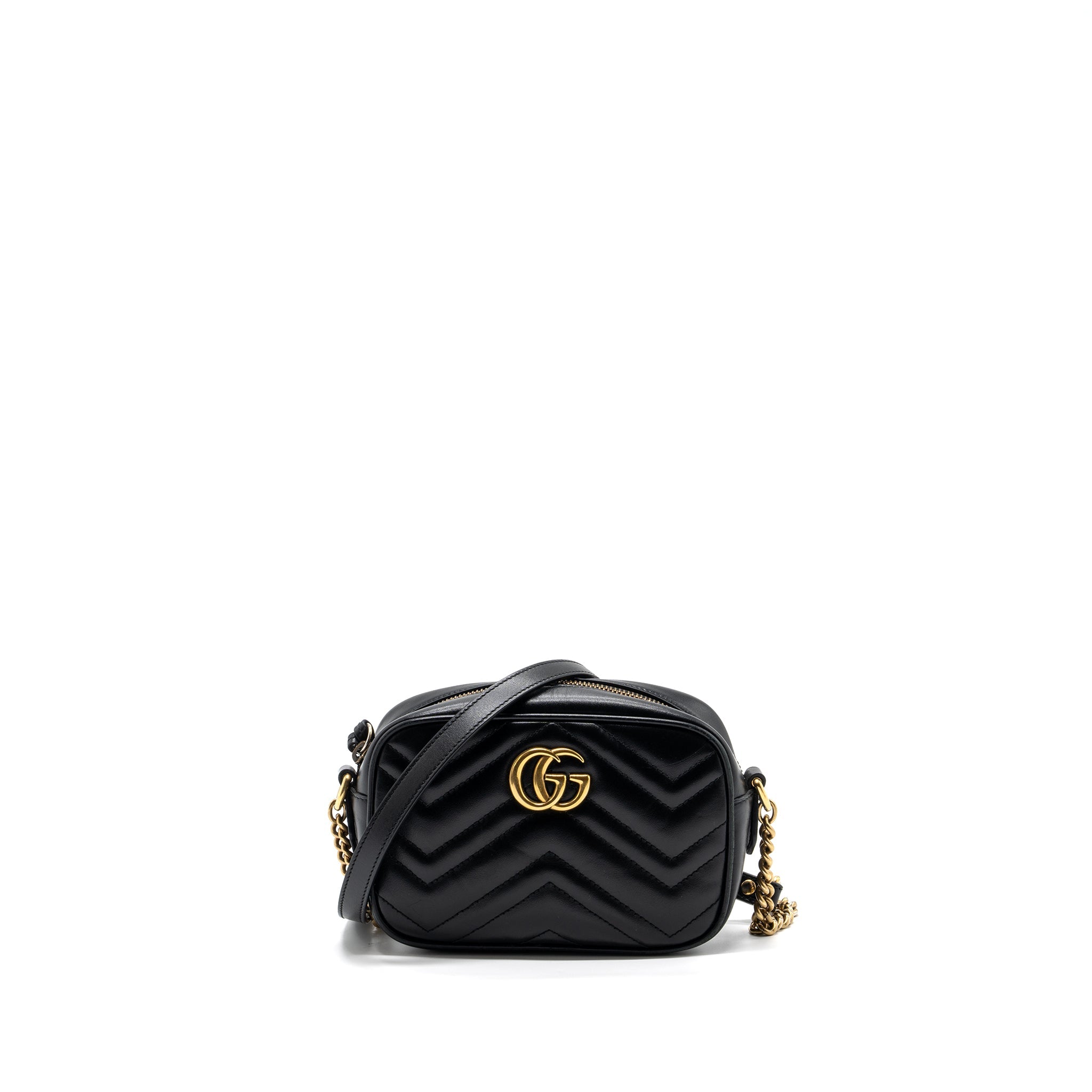 GUCCI GG MARMONT CAMERA BAG LEATHER BLACK GHW