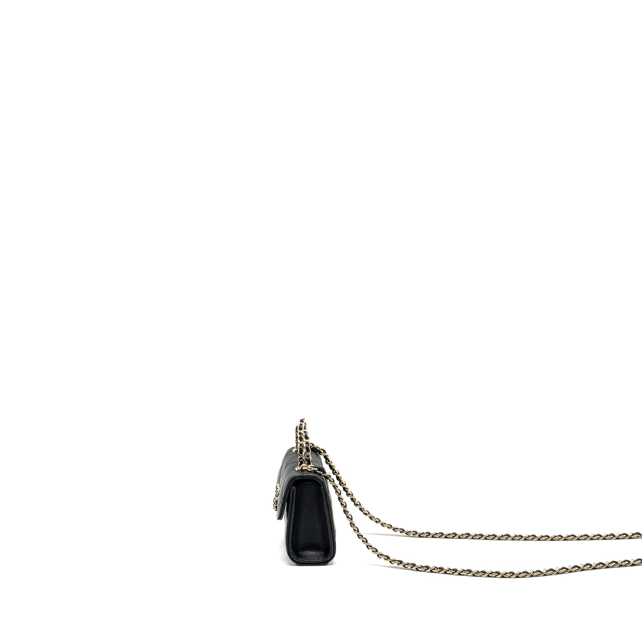 CHANEL MINI TOP HANDLE FLAP BAG CAVIAR BLACK LGHW (MICROCHIP)