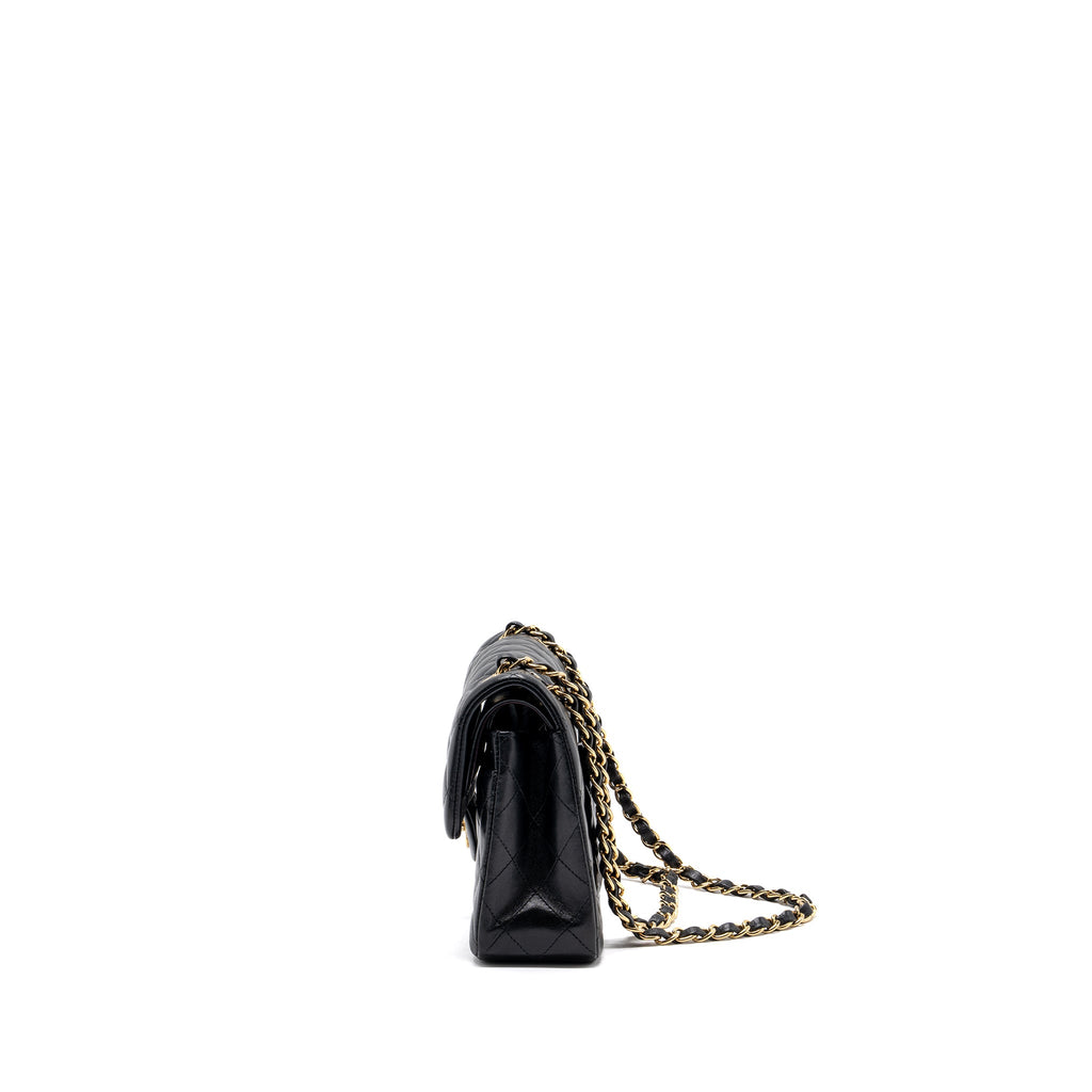 CHANEL SMALL CLASSIC DOUBLE FLAP BAG LAMBSKIN BLACK GHW