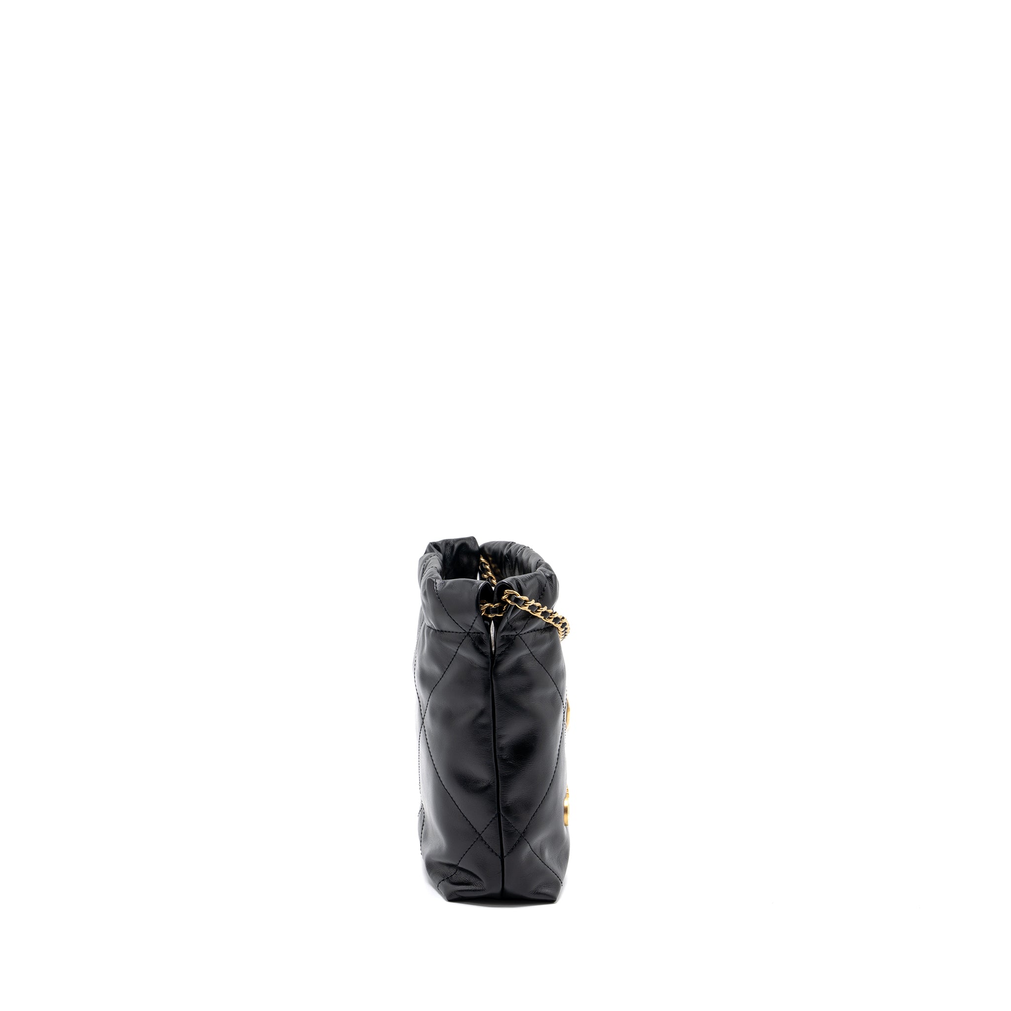 CHANEL MINI 22 BAG SHINY CALFSKIN BLACK GHW (MICROCHIP)