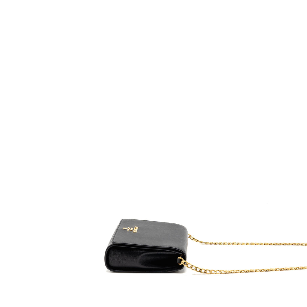 PRADA SAFFIANO CHAIN BAG CALFSKIN BLACK GHW