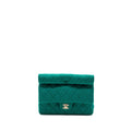 CHANEL 23A CLASSIC FLAP CLUTCH FABRIC GREEN LGHW(MICROCHIP)