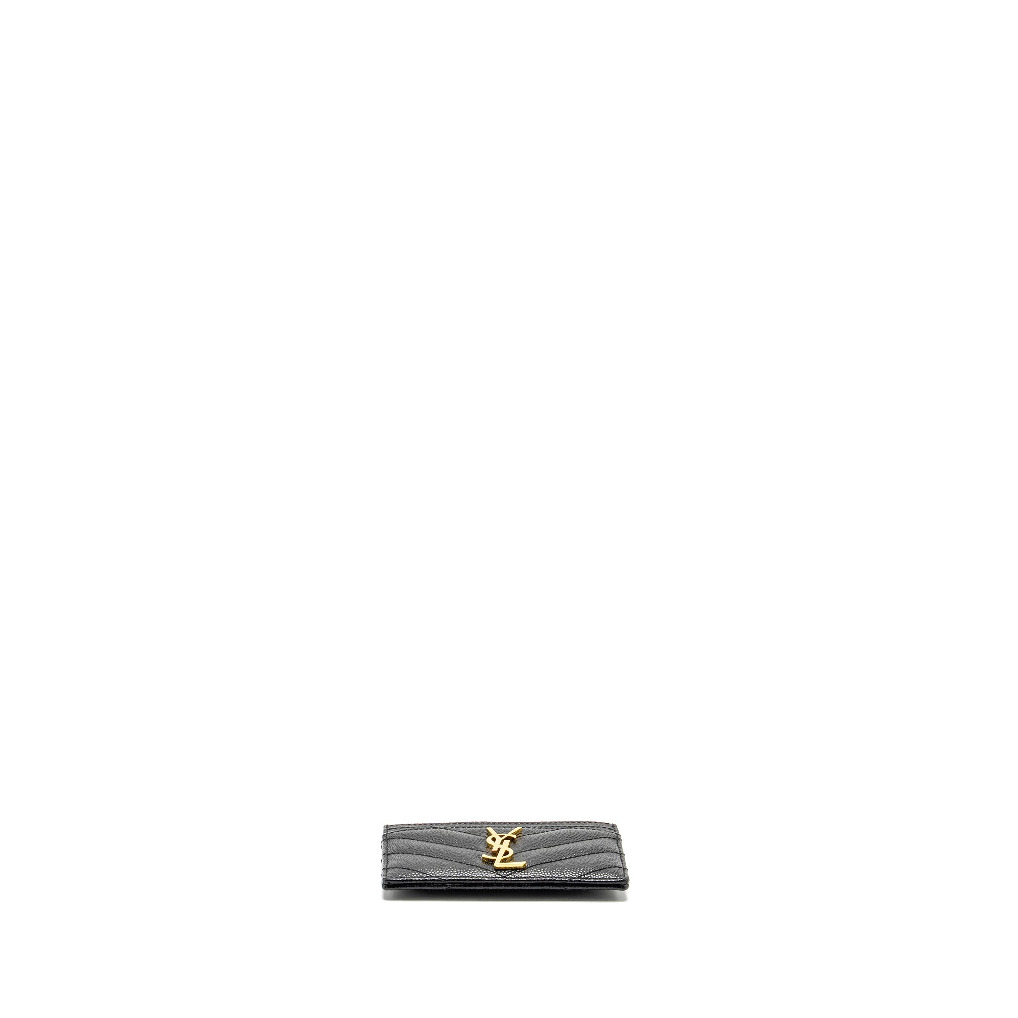 SAINT LAURENT CARD CASE CALFSKIN BLACK GHW