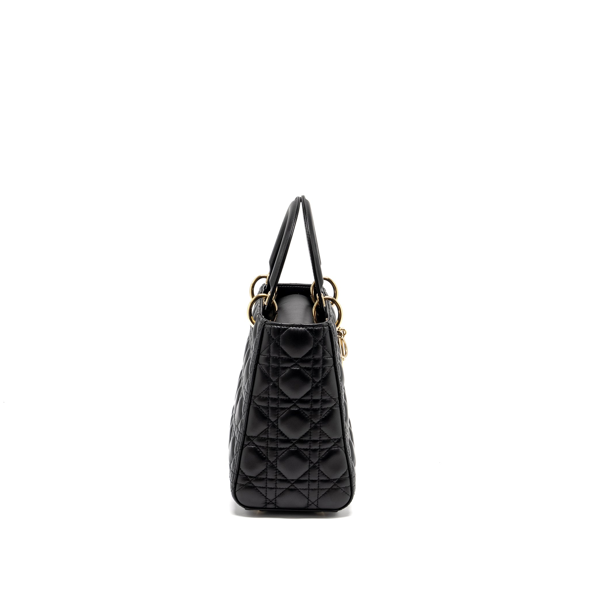DIOR MEDIUM LADY DIOR LAMBSKIN BLACK LGHW
