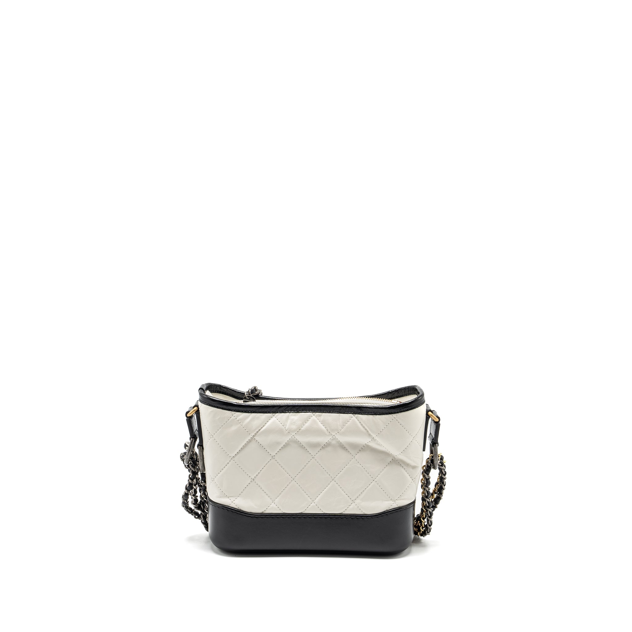 CHANEL SMALL GABRIELLE HOBO BAG AGED CALFSKIN WHITE MULTICOLOUR HARDWARE
