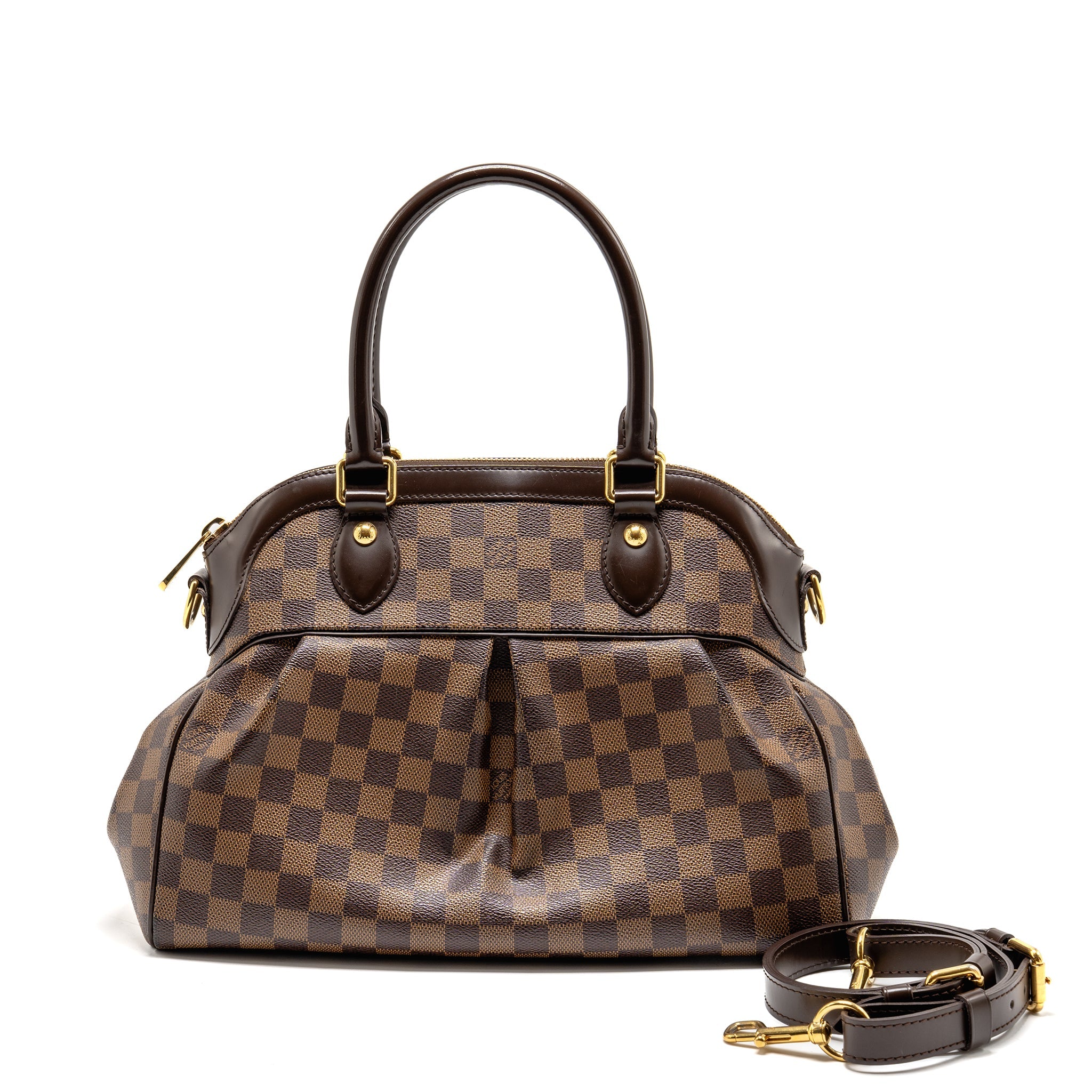 LOUIS VUITTON TREVI PM TOTE BAG DAMIER EBENE CANVAS GHW