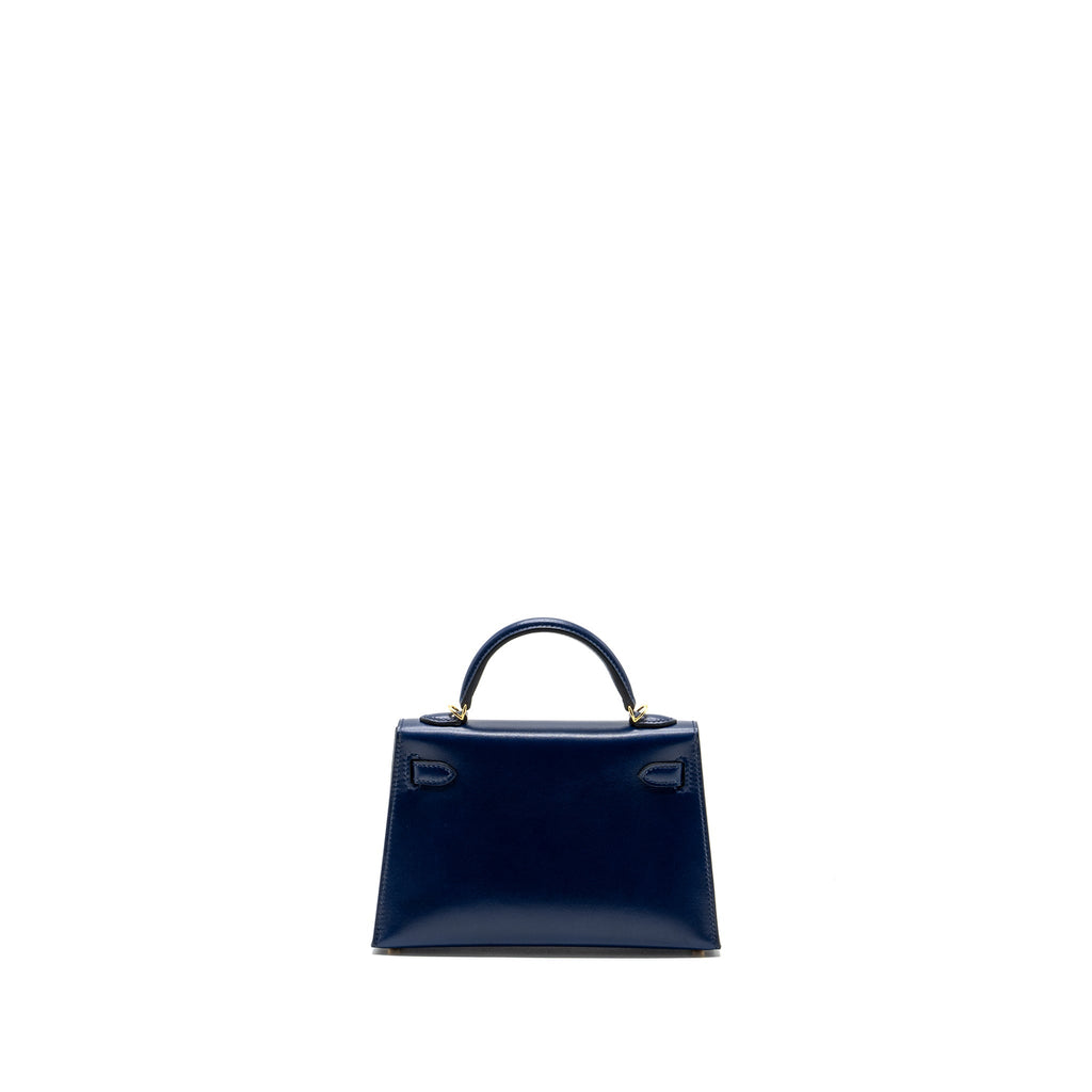 HERMES MINI KELLY II BOX CALFSKIN BLUE SAPHIR GHW