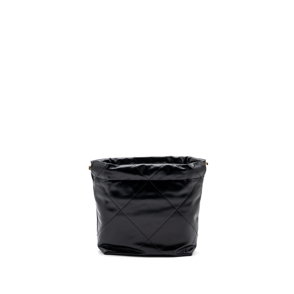 CHANEL MINI 22 BAG SHINY CALFSKIN BLACK GHW (MICROCHIP)