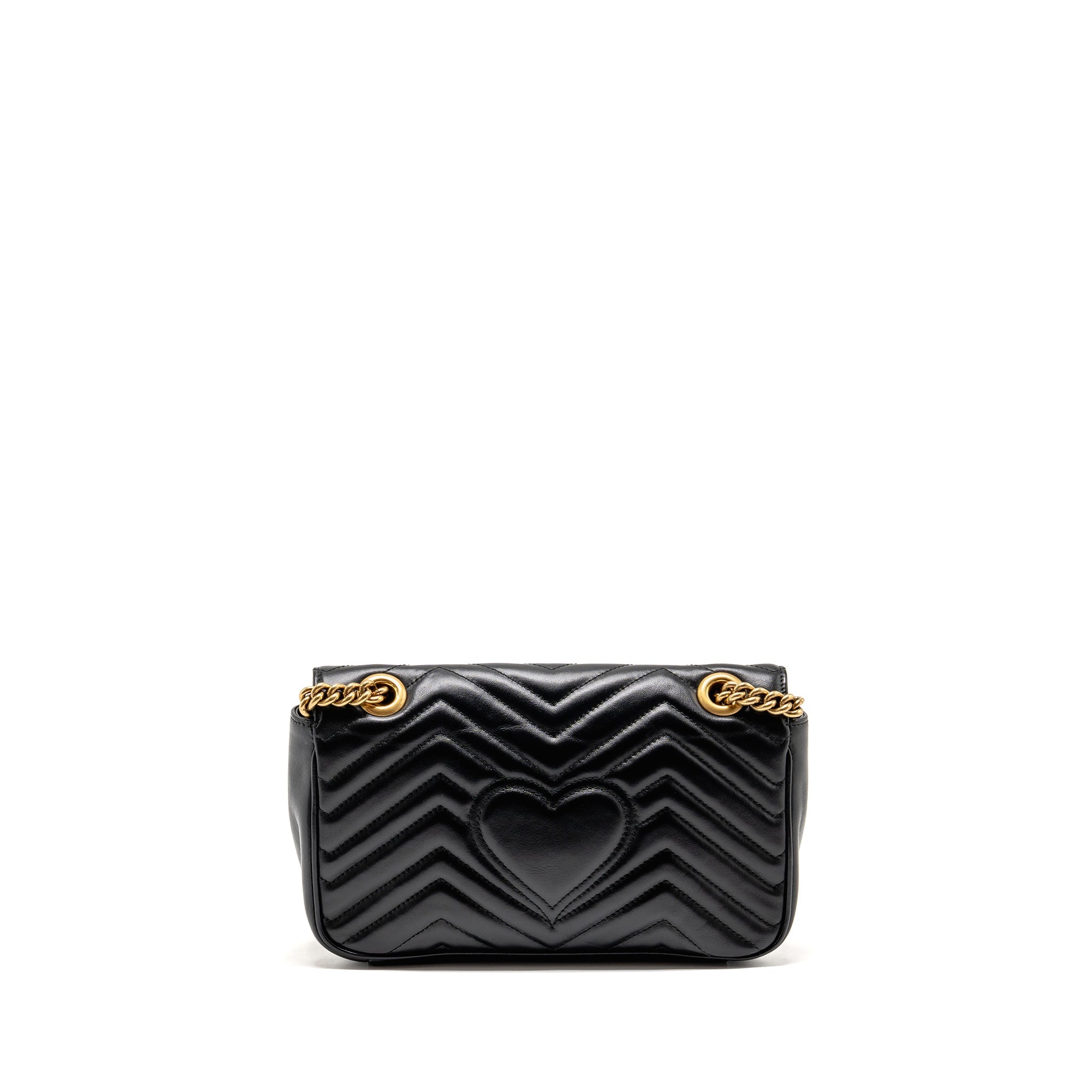 GUCCI MEDIUM GG MARMONT SHOULDER BAG CALFSKIN BLACK GHW
