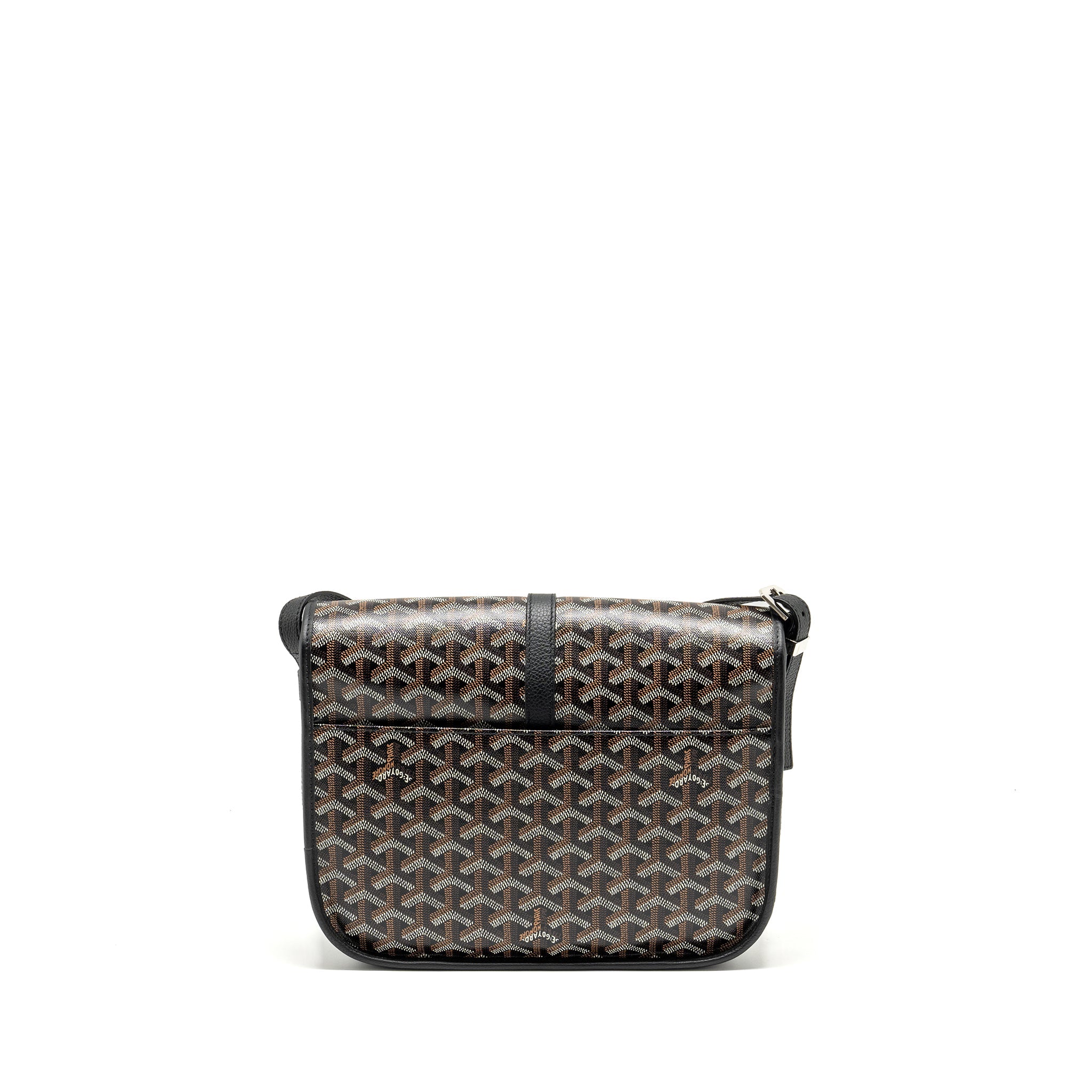 GOYARD BELVEDERE MM MESSENGER BAG GOYARDINE CANVAS/CALFSKIN BLACK SHW
