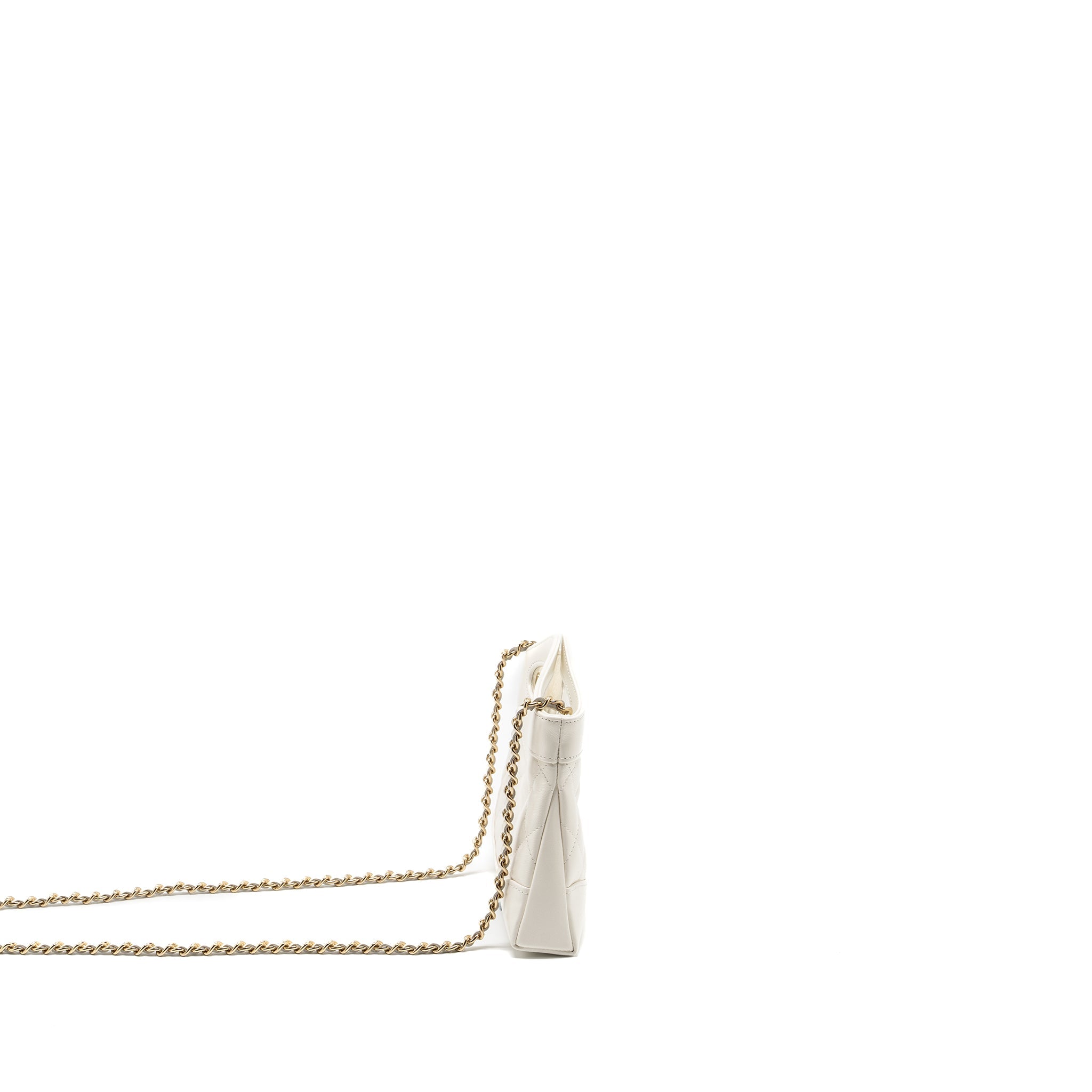 CHANEL MINI 31 CLUTCH WITH CHAIN SHINY CALFSKIN WHITE LGHW (MICROCHIP)