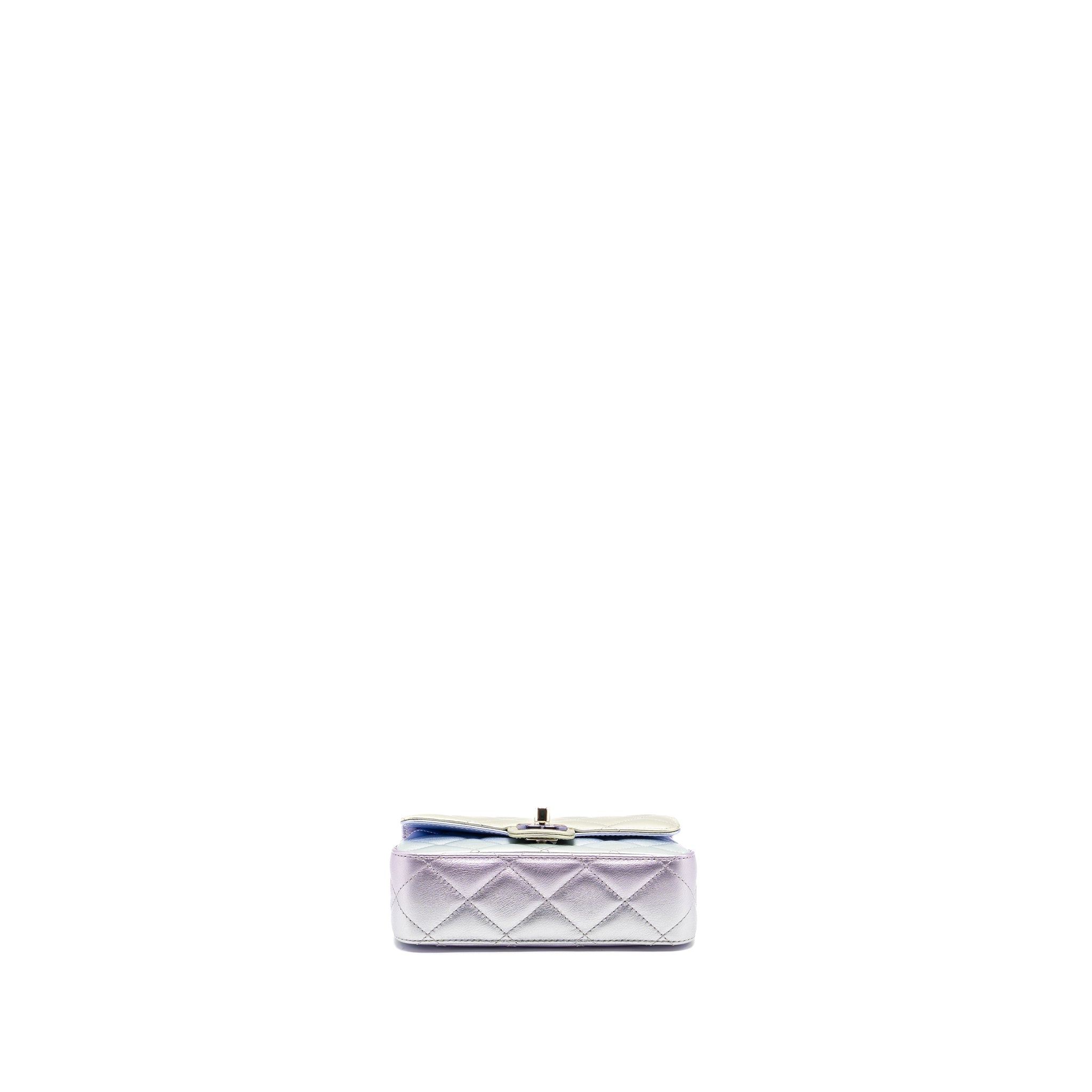 CHANEL CLUTCH CALFSKIN IRIDESCENT MULTICOLOUR WITH MULTICOLOUR AND SILVER HARDWARE (MICROCHIP)
