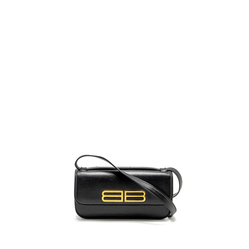 BALENCIAGA GOSSIP SHOULDER BAG CALFSKIN BLACK GHW