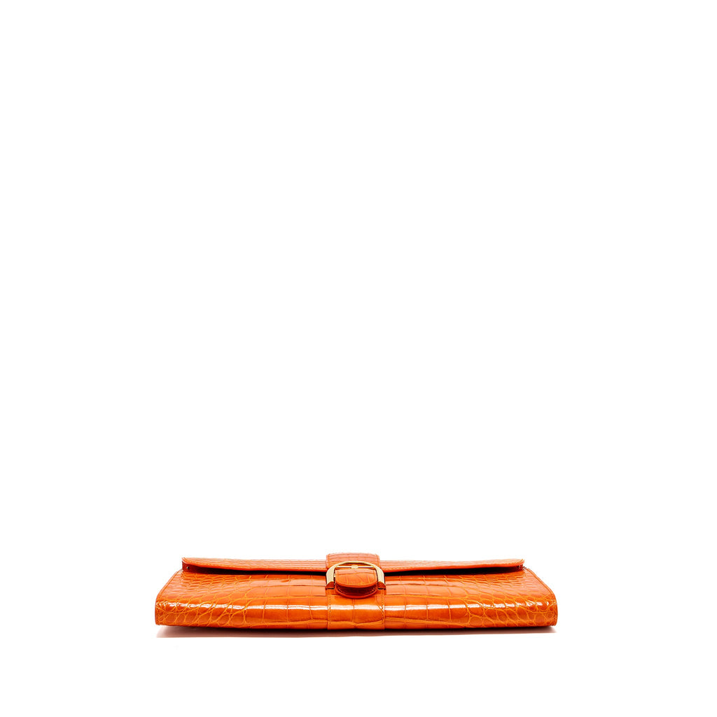 DELVAUX BRILLIANT POCHETTE ALLIGATOR PAPRIKA LGHW