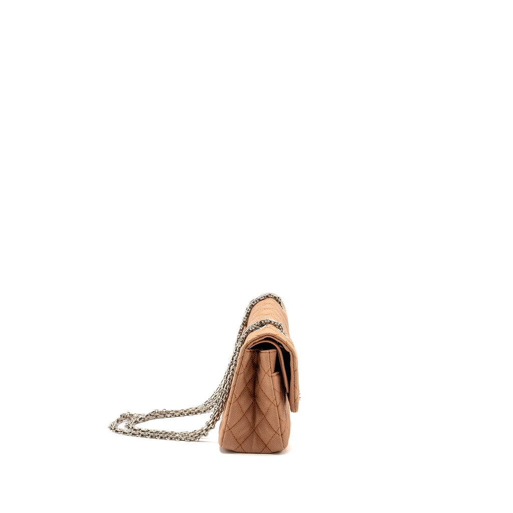 CHANEL SMALL 2.55 REISSUE FLAP BAG GRAINED CALFSKIN LIGHT BROWN SHW