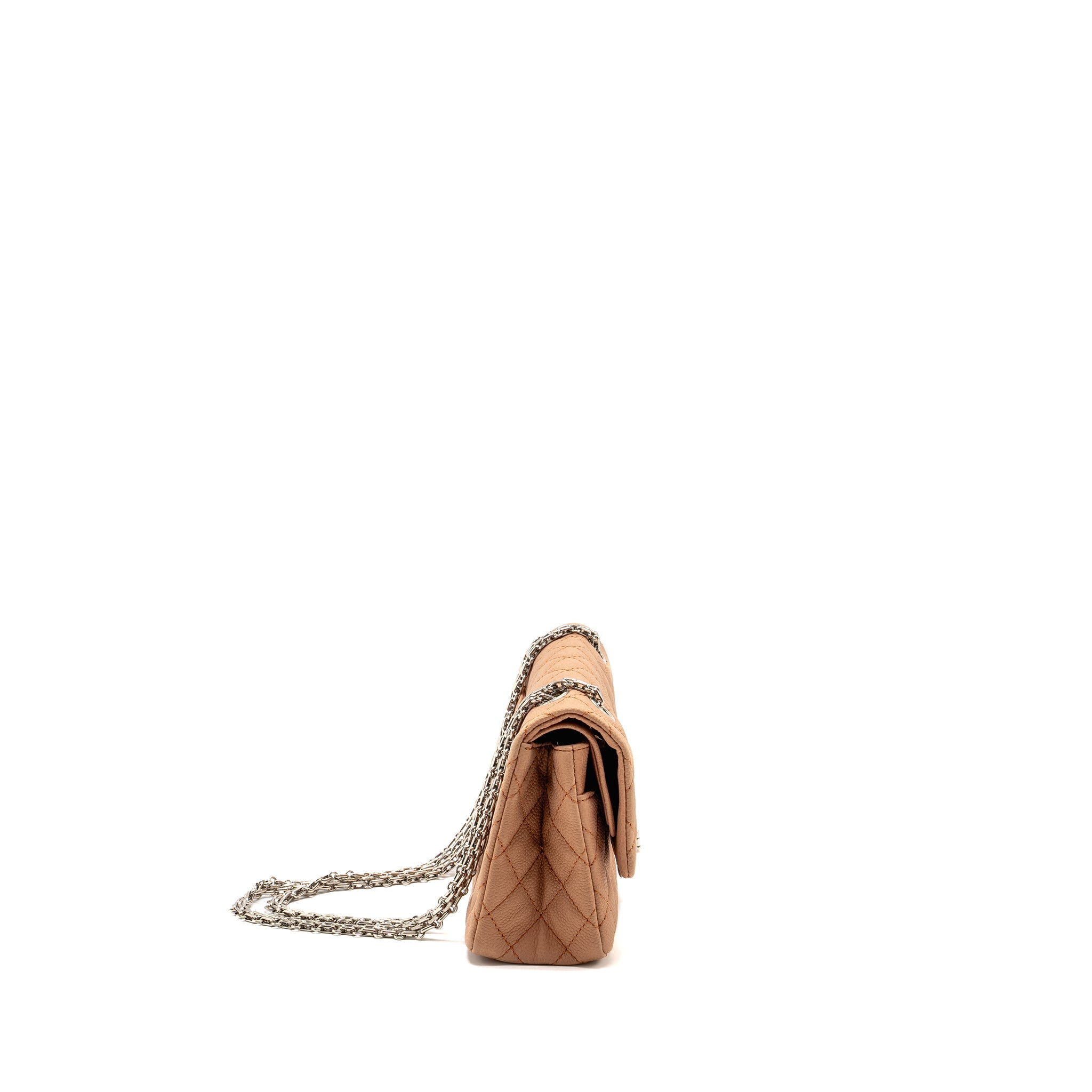 CHANEL SMALL 2.55 REISSUE FLAP BAG GRAINED CALFSKIN LIGHT BROWN SHW