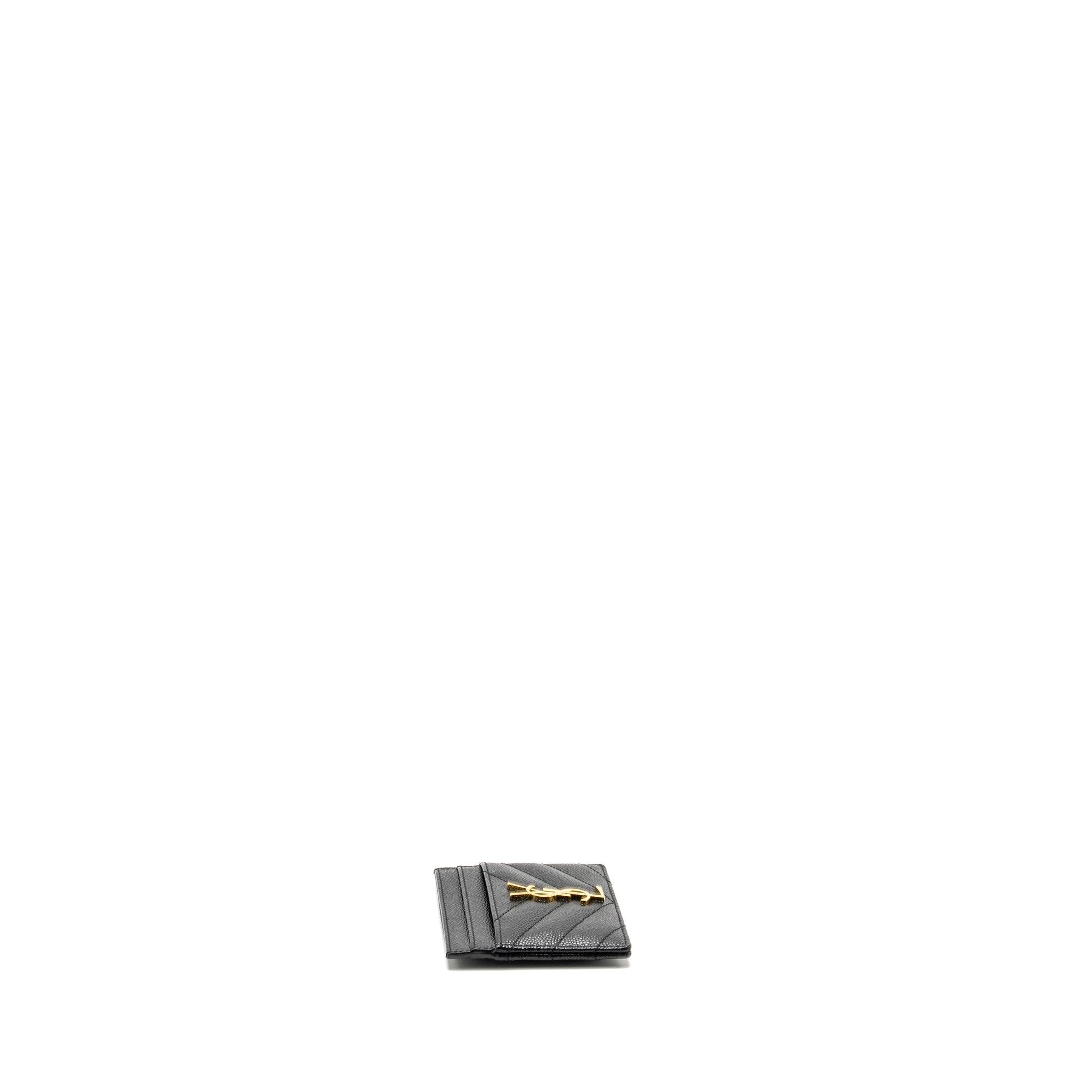 SAINT LAURENT CARD CASE CALFSKIN BLACK GHW