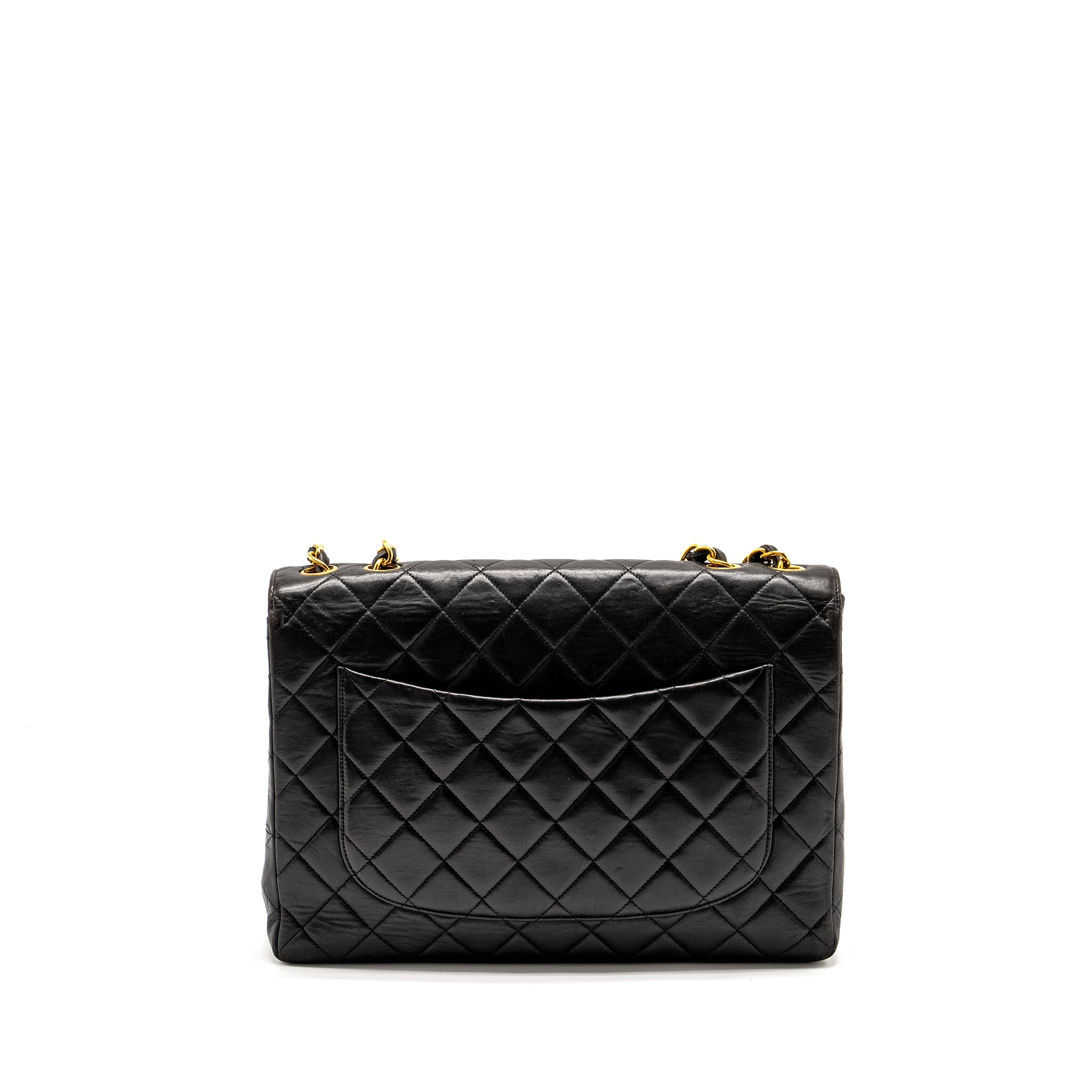 CHANEL VINTAGE JUMBO CLASSIC DOUBLE FLAP BAG LAMBSKIN BLACK GHW