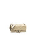 CHANEL QUILTED FLAP SHOULDER BAG CAVIAR LIGHT BEIGE RUTHENIUM SHW