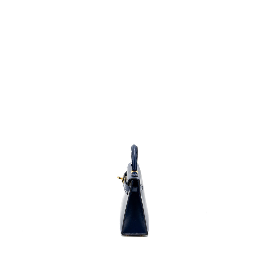HERMES MINI KELLY II BOX CALFSKIN BLUE SAPHIR GHW