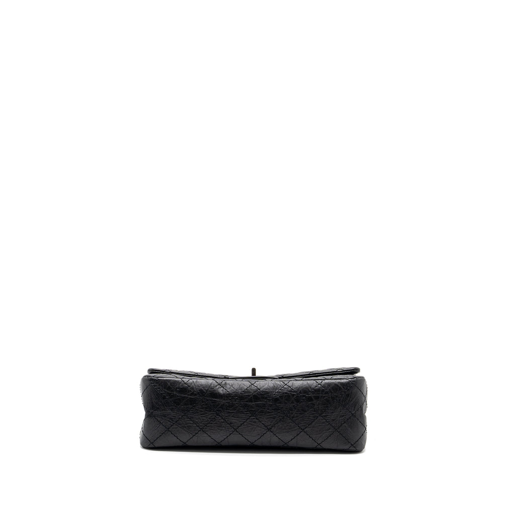 CHANEL SMALL 2.55 REISSUE FLAP BAG AGED CALFSKIN BLACK RUTHENIUM SHW