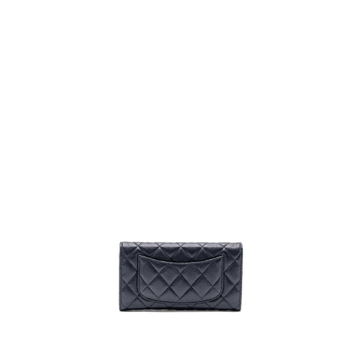 CHANEL CLASSIC LONG FLAP WALLET CAVIAR NAVY LGHW