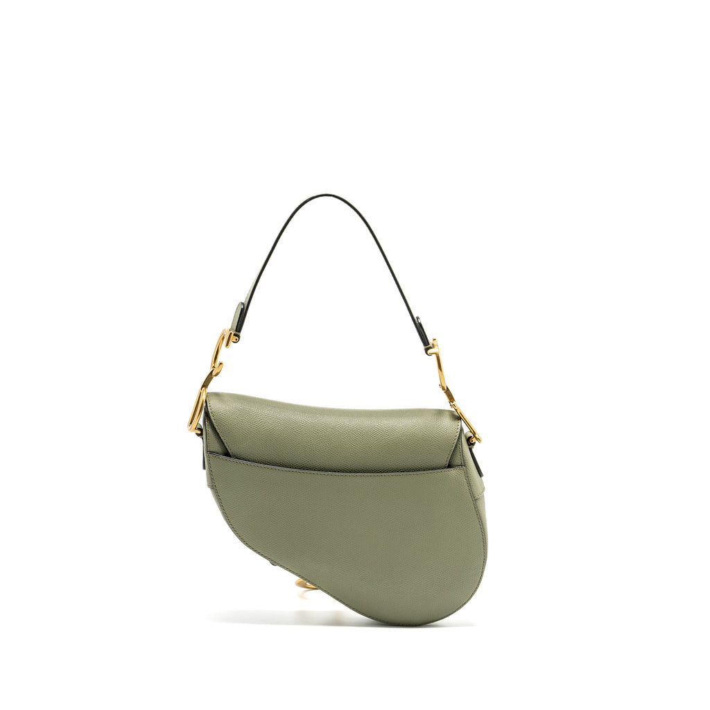 DIOR MEDIUM SADDLE BAG GRAINED CALFSKIN GREEN GHW