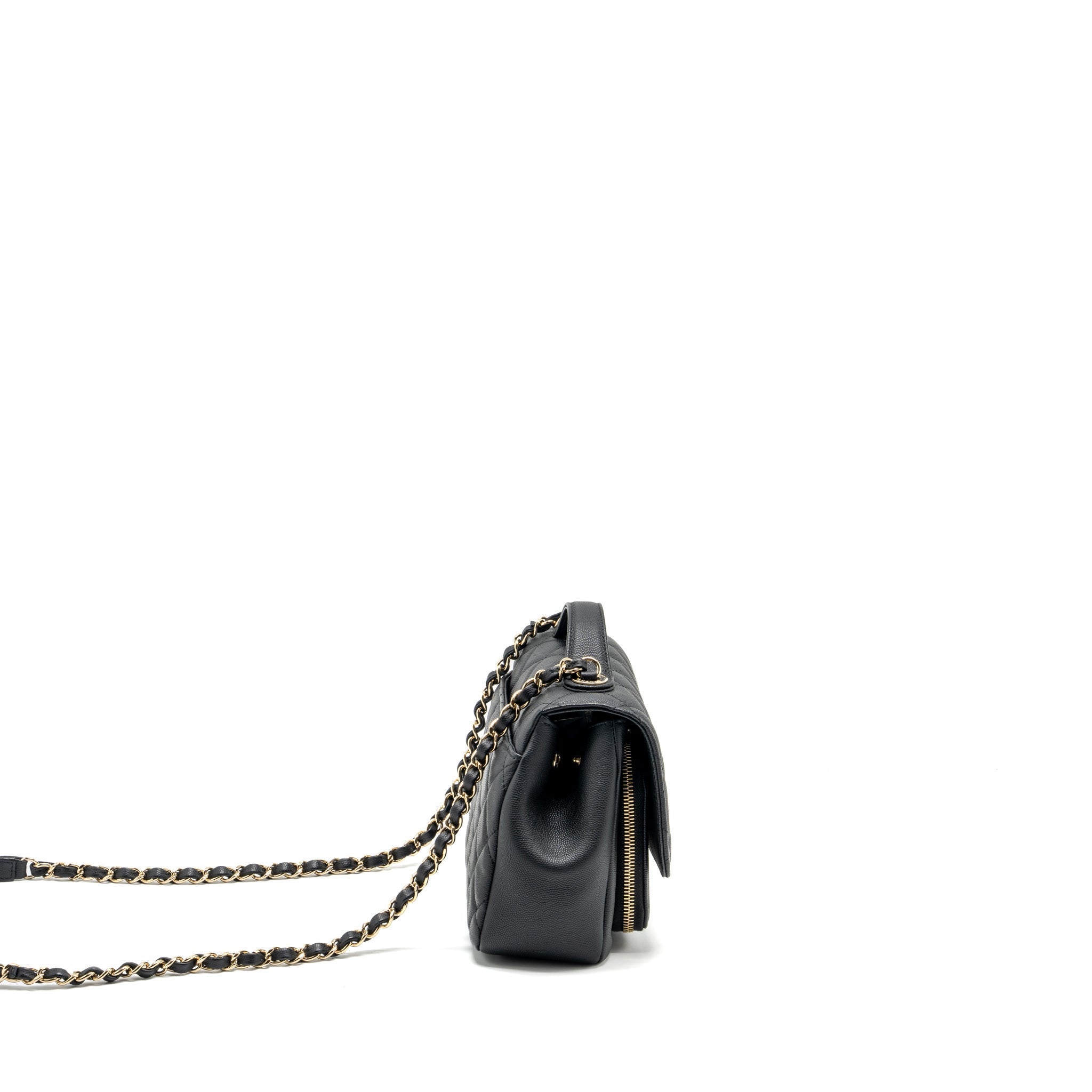 CHANEL MEDIUM BUSINESS AFFINITY CAVIAR BLACK LGHW