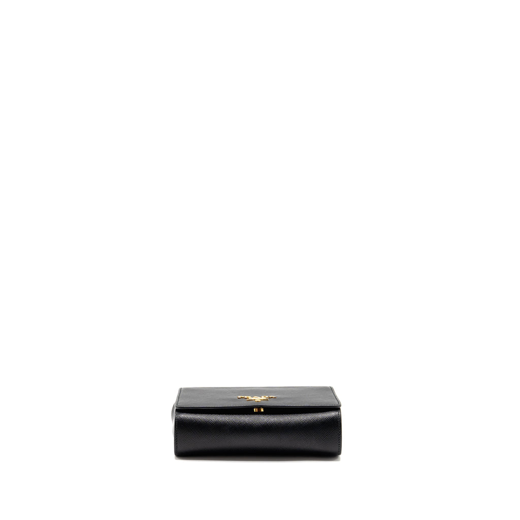 PRADA SAFFIANO CHAIN BAG CALFSKIN BLACK GHW