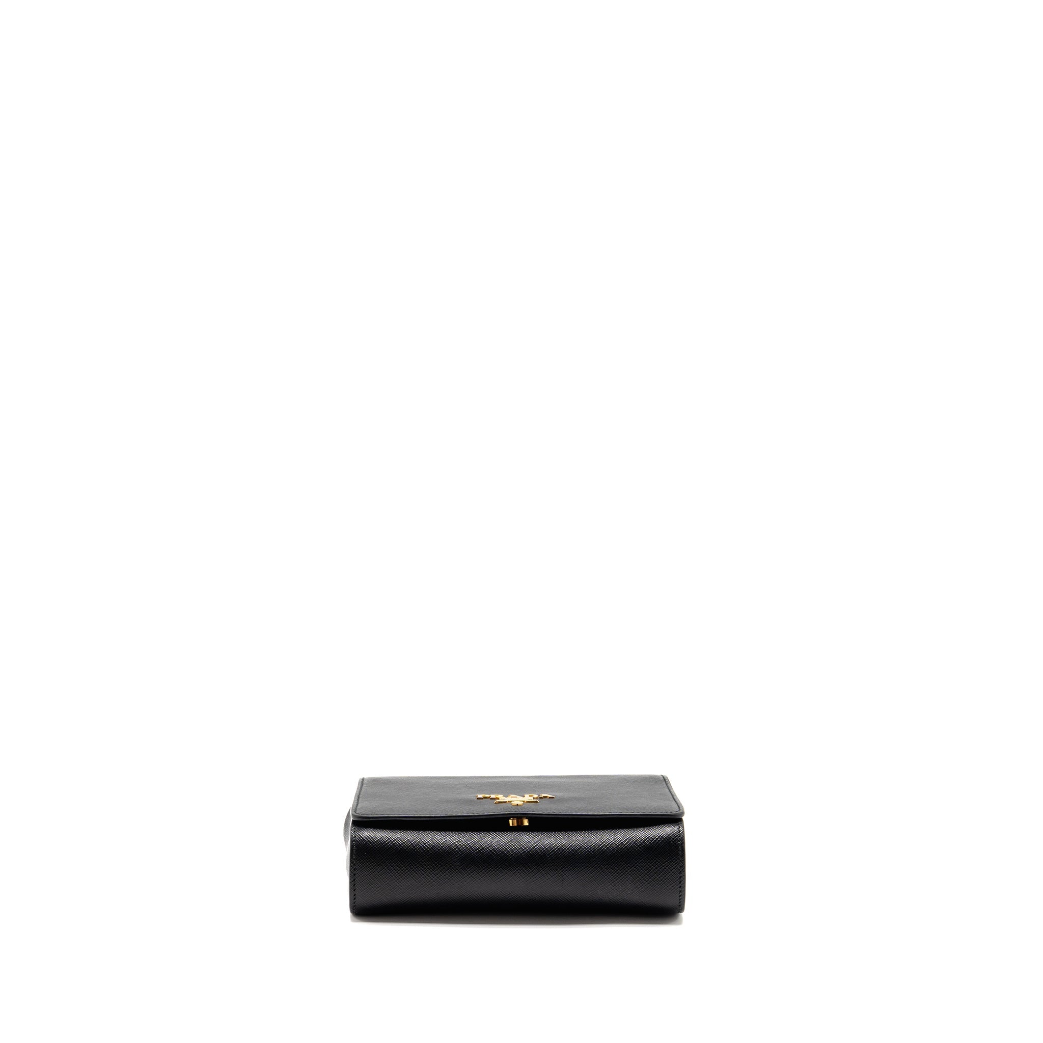 PRADA SAFFIANO CHAIN BAG CALFSKIN BLACK GHW