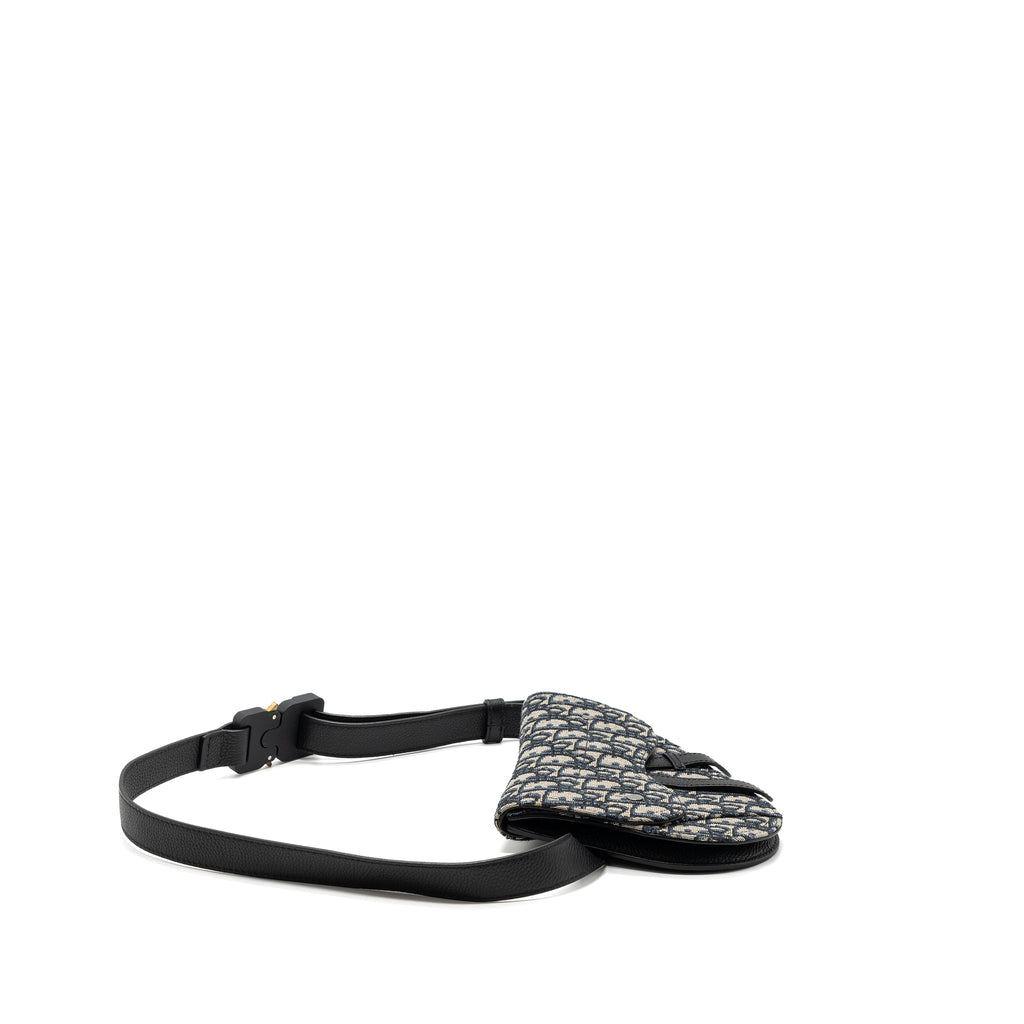DIOR SADDLE BELT BAG BLUE DIOR OBLIQUE JACQUARD BLACK HARDWARE