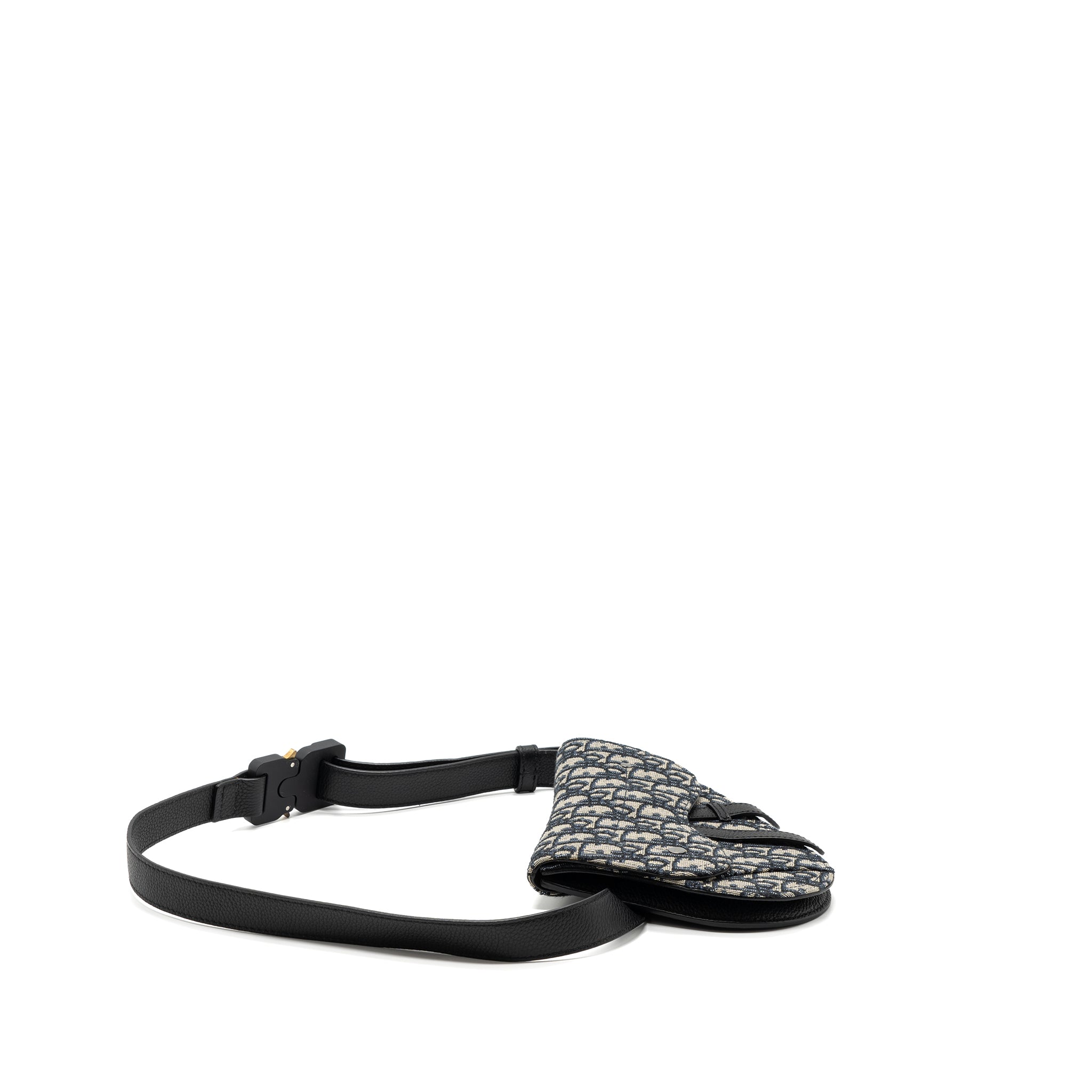 DIOR SADDLE BELT BAG BLUE DIOR OBLIQUE JACQUARD BLACK HARDWARE