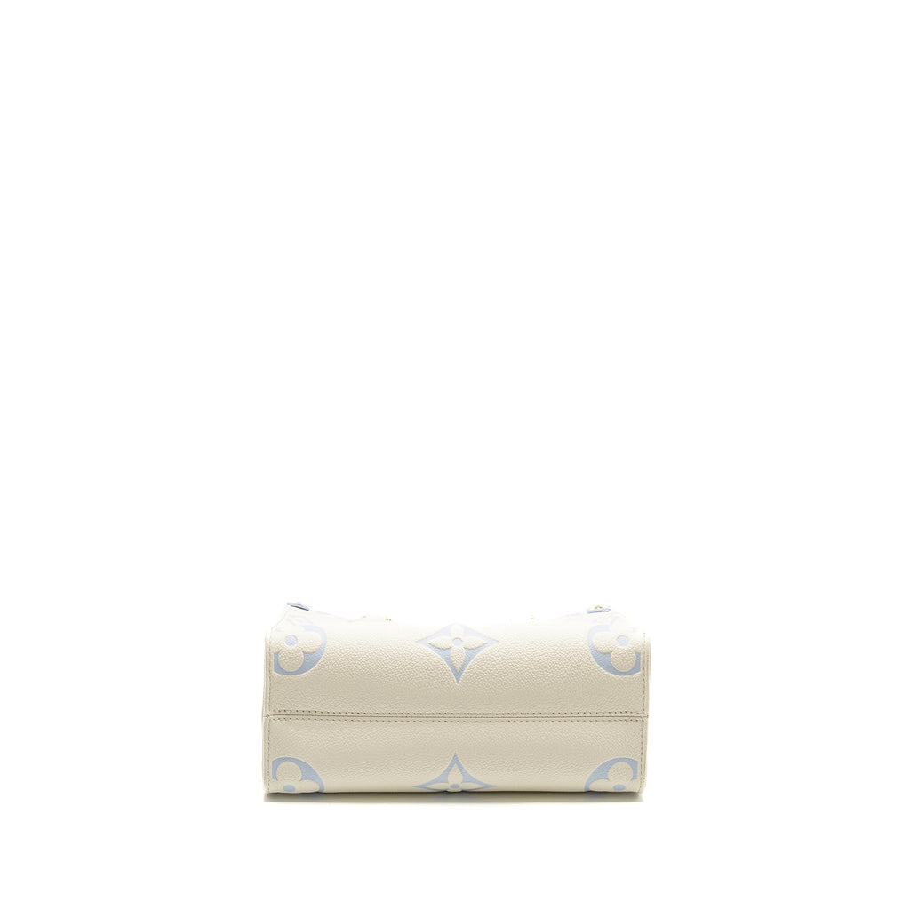 LOUIS VUITTON ONTHEGO PM BICOLOUR MONOGRAM EMPREINTE LATTE/CANDY BLUE GHW