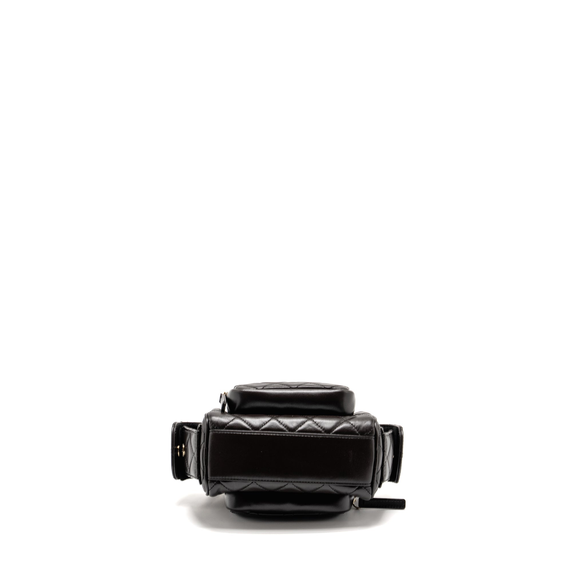 CHANEL 24K SMALL CAMERA CASE BAG SHINY CRUMPLED LAMBSKIN DARK BROWN LGHW (MICROCHIP)
