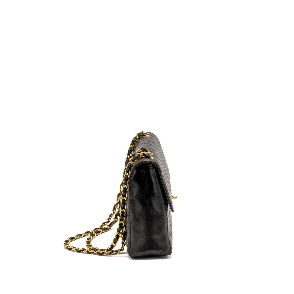 CHANEL VINTAGE JUMBO CLASSIC DOUBLE FLAP BAG LAMBSKIN BLACK GHW